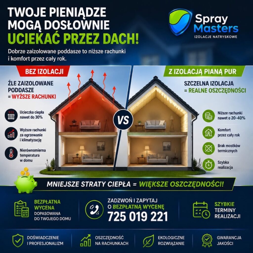 Hala bez izolacji i po ociepleniu pianą PUR – porównanie strat ciepła